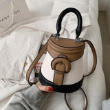 One-shoulder Diagonal Bag Contrast Bucket Bag Mini Handbags