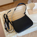 Chain Shoulder Bag PU Leather Women Handbag Solid Underarm Bags