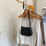 Chain Shoulder Bag PU Leather Women Handbag Solid Underarm Bags