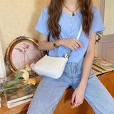 Chain Shoulder Bag PU Leather Women Handbag Solid Underarm Bags