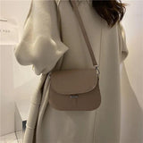 Retro Flap Saddle Bag For Women PU Leather Shoulder Messenger Bag