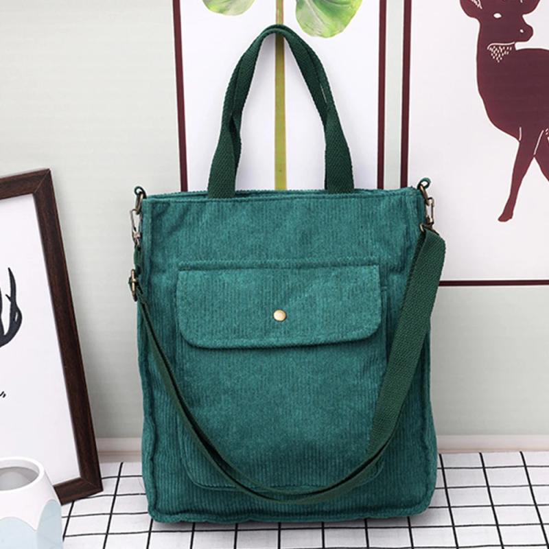 Corduroy Shoulder Bag Reusable Tote Casual Shopping Bags for Women