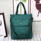 Corduroy Shoulder Bag Reusable Tote Casual Shopping Bags for Women