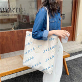 Large Capacity Smiley Buckle Canvas Tote Bag for Women