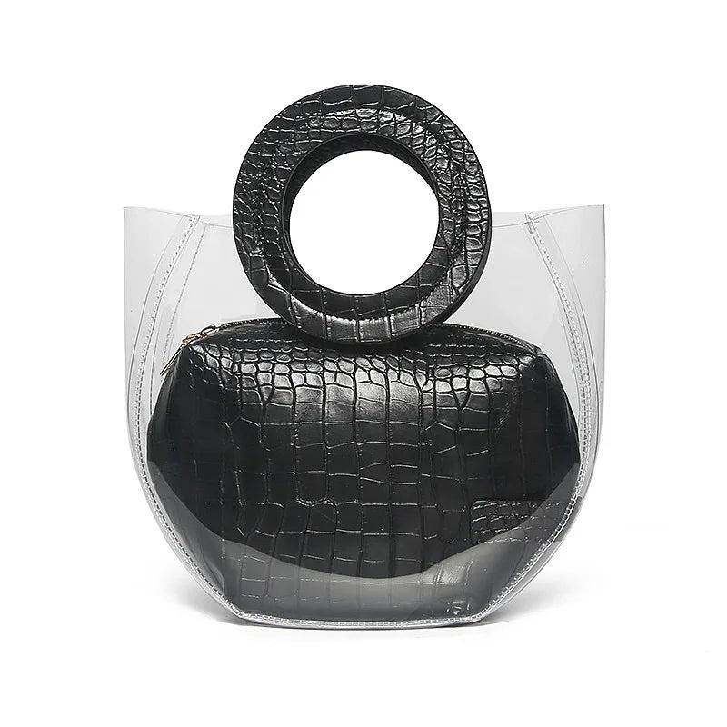 Valenkuci Transparent Tote Bags for Women High Hand Clear Bag Bolsa