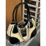 Women's Canvas Splicing Shoulder Bags Young Girls Shopping Crossbody Bags