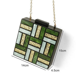 Acrylic Patchwork Evening Bags Vintage Women Messenger Bags