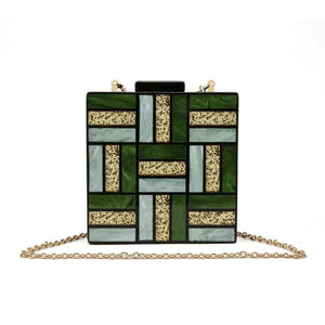 Acrylic Patchwork Evening Bags Vintage Women Messenger Bags