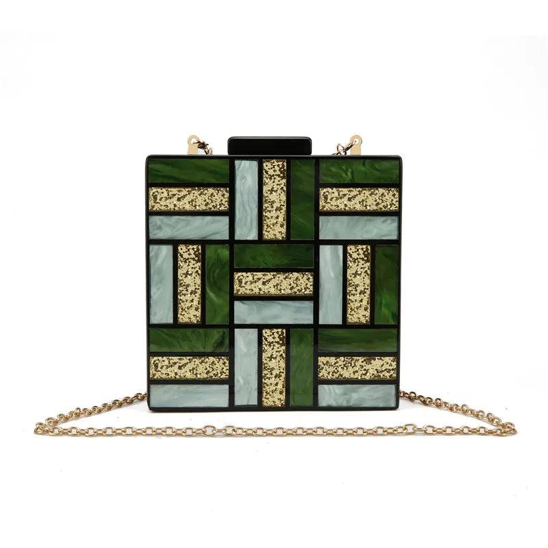 Acrylic Patchwork Evening Bags Vintage Women Messenger Bags
