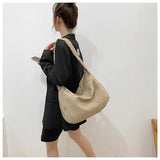 Female Casual Large Capacity Shoulder Tote Bags Cotton Clothing Texture