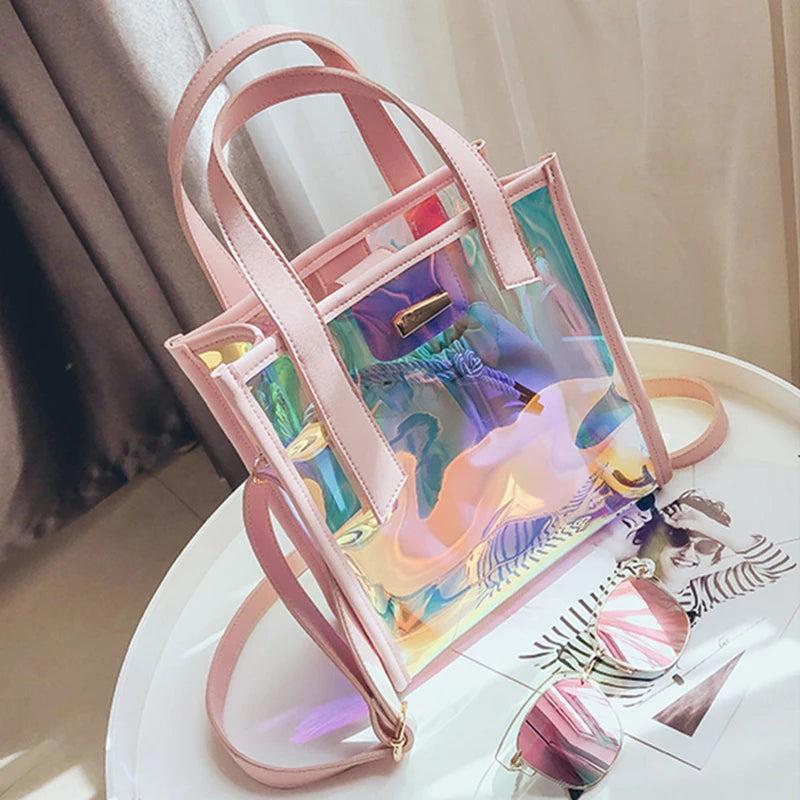 Colorful Tote Bag Laser Composite Shoulder Crossbody Bag