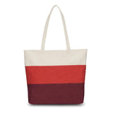 Women's Canvas Tote Travel Bag Shoulder Handbag Stripe Shopping Beach Bag