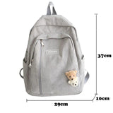 Striped Corduroy Backpack Schoolbag For Teens Boys Girls