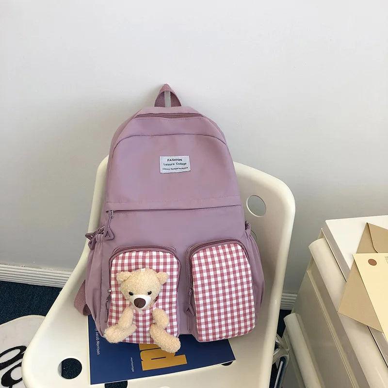Canvas Backpack Student Laptop High School Book Bag Casual Travel Rucksack