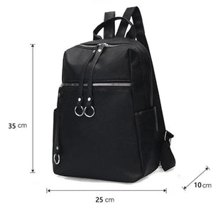 Casual Soft Leather Backpack Solid Large Capacity School Bags