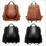 Female Anti-theft Backpack Classic PU Leather Solid Backpack Canta Shoulder Bags