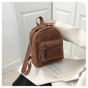 Female Mini Plush Backpack Solid Little Girls Wild Soft Autumn Winter Small Dayp