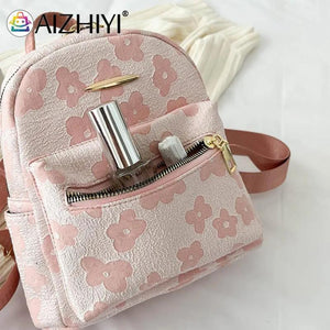 Flower Print Small Backpack Canvas School Bag