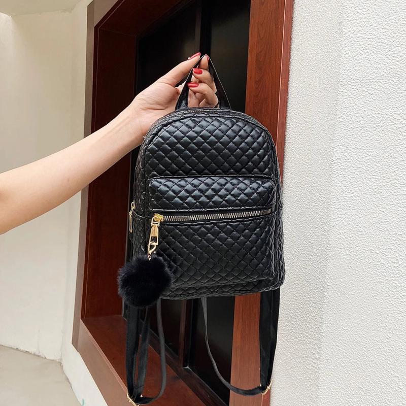 Women Lattice Pattern PU Rucksack Small Handbag