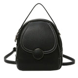 Women Solid Zipper Mini Backpack Soft Faux Leather Handbag Satchel Bag