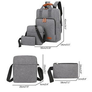3pcs Student Backpack with Crossbody Bags Solid Shoulder Bag
