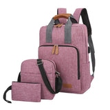 3pcs Student Backpack with Crossbody Bags Solid Shoulder Bag