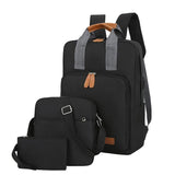 3pcs Student Backpack with Crossbody Bags Solid Shoulder Bag