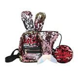Glitter Backpack Kids Girls Boys Rabbit Ears Sequin Backpacks Knapsack
