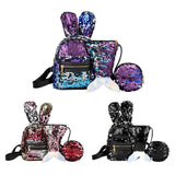 Glitter Backpack Kids Girls Boys Rabbit Ears Sequin Backpacks Knapsack