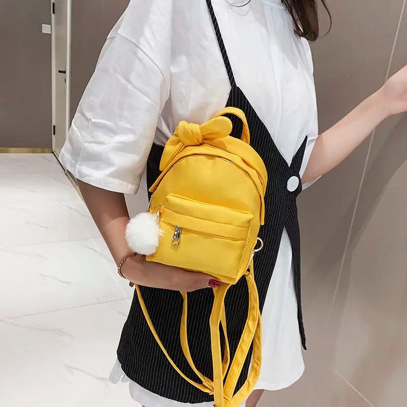 Solid Nylon Water Proof Mini Backpack Crossbody Bag