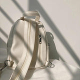 Solid PU Leather Teens Crossbody Chest Bags Large Capacity Streetwear Shoulder B