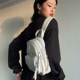 Solid PU Leather Teens Crossbody Chest Bags Large Capacity Streetwear Shoulder B