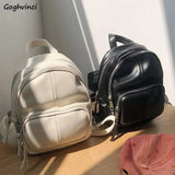 Solid PU Leather Teens Crossbody Chest Bags Large Capacity Streetwear Shoulder B