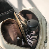 Solid PU Leather Teens Crossbody Chest Bags Large Capacity Streetwear Shoulder B