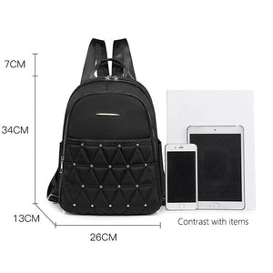Ladies Casual Shoulder Backpack with Rivet Diamond