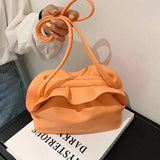 One-Shoulder Messenger Dumpling Bag Artifici...