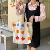 Mara's Canvas Shoulder Bag Large Capacity Reusable Shopping Tote Floral Handbags