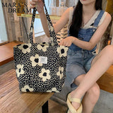 Mara's Canvas Shoulder Bag Large Capacity Reusable Shopping Tote Floral Handbags