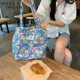 Mara's Canvas Shoulder Bag Large Capacity Reusable Shopping Tote Floral Handbags