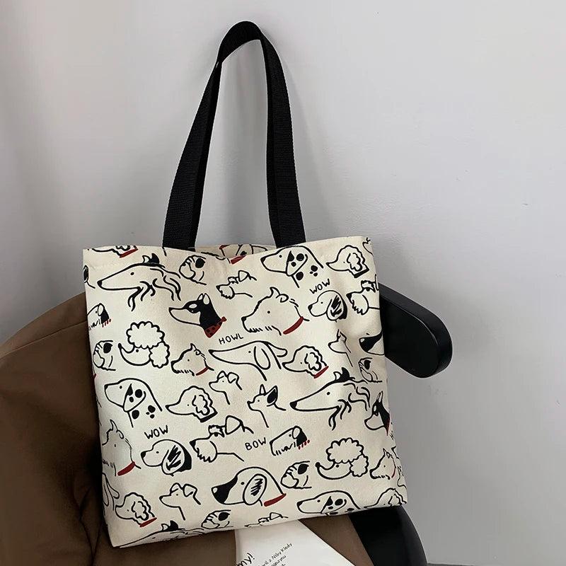 Mara's Dream Canvas Bag Japanese Style Cartoon Dog Eco Shoulder Bag
