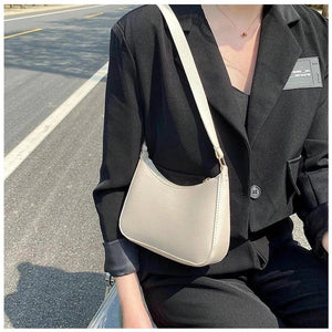 Retro Solid PU Leather Shoulder Bag Casual Women Hobos Handbags