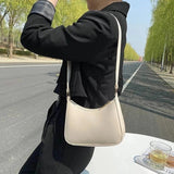 Retro Solid PU Leather Shoulder Bag Casual Women Hobos Handbags