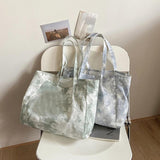 Canvas Tie Dye Print Shoulder Bag Large Capacity Tote