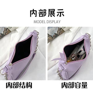 Shoulder Bags Women Underarm Chain Bag PU Candy Colors Zipper Summer Students