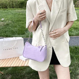 Shoulder Bags Women Underarm Chain Bag PU Candy Colors Zipper Summer Students