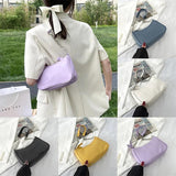 Shoulder Bags Women Underarm Chain Bag PU Candy Colors Zipper Summer Students
