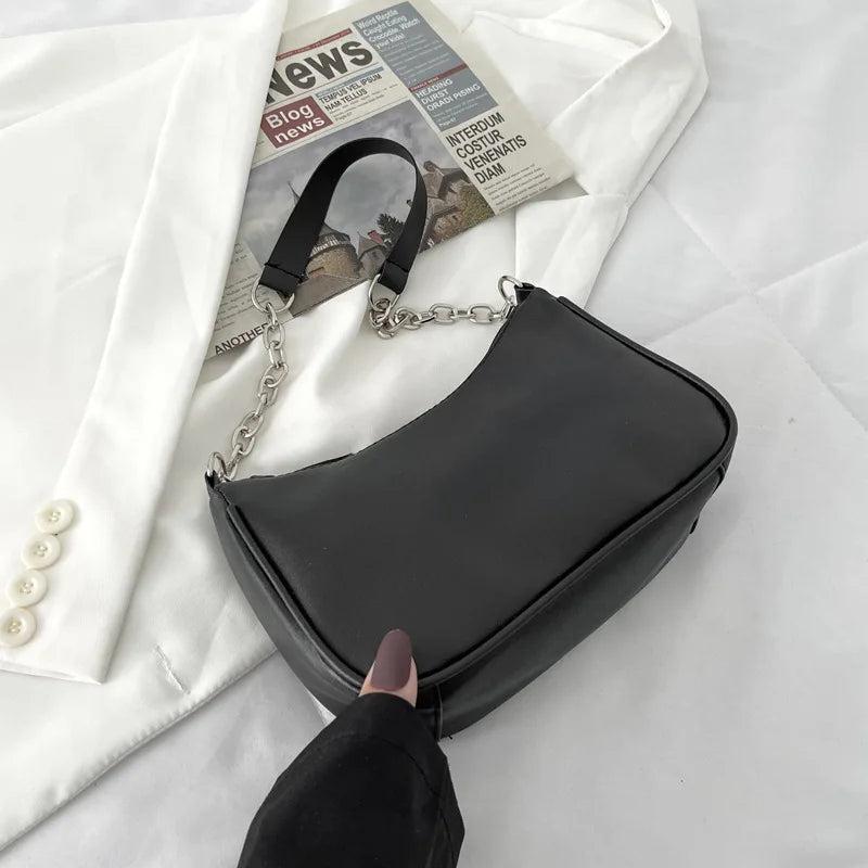 Shoulder Bags Women Underarm Chain Bag PU Candy Colors Zipper Summer Students