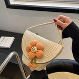 Stylish Braided Crossbody Purse Flower Pendant Small Shoulder Bag