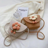 Stylish Braided Crossbody Purse Flower Pendant Small Shoulder Bag
