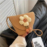 Stylish Braided Crossbody Purse Flower Pendant Small Shoulder Bag